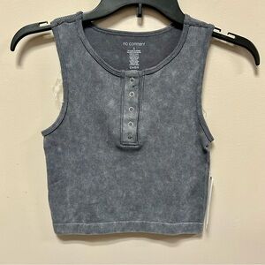 No Comment Sz S Gray Ribbed Tank Top NWT